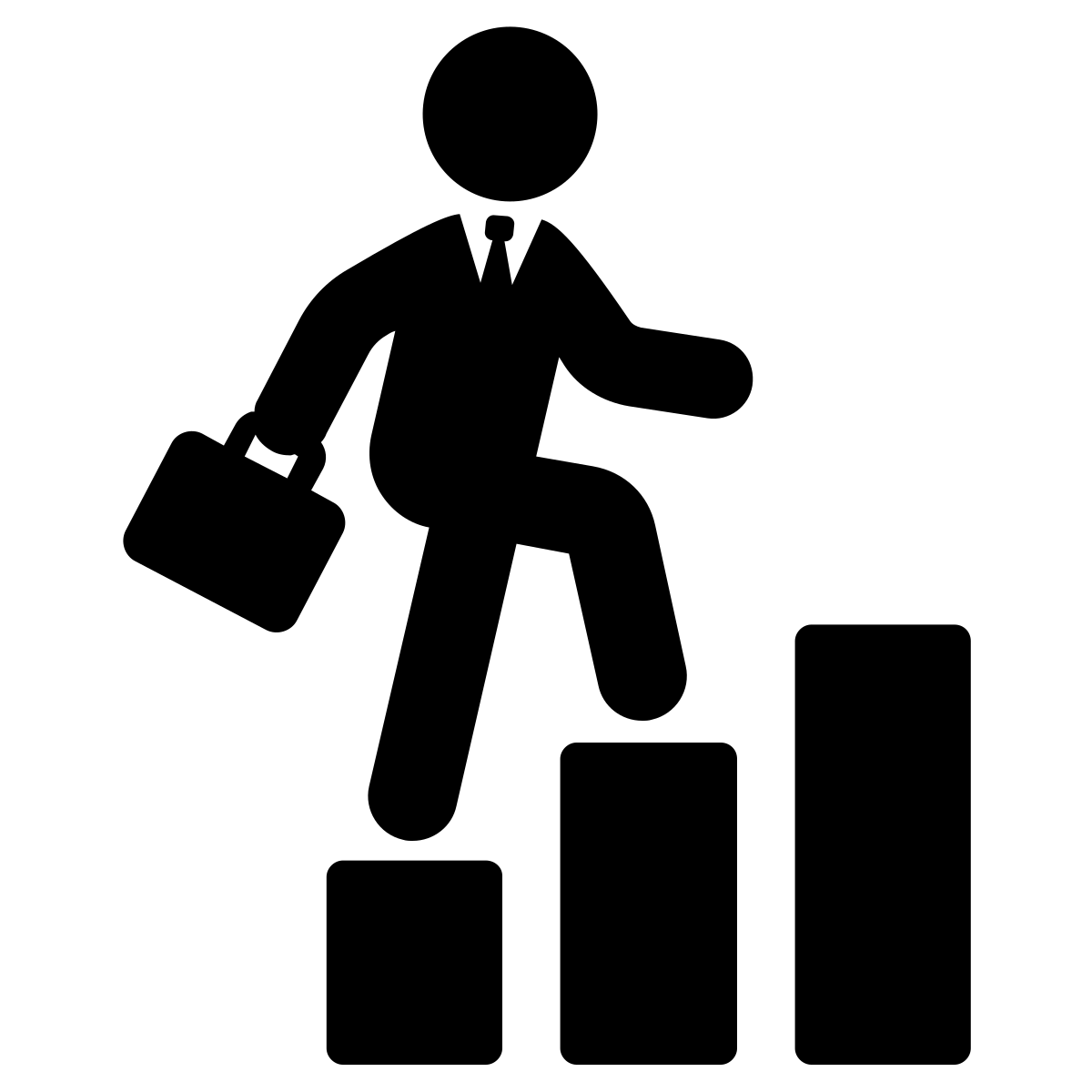 Business person climbing up a ladder